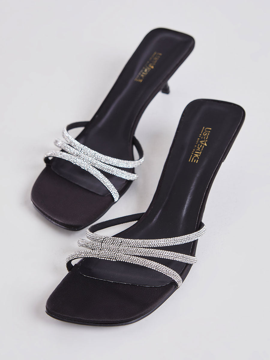 Sandalia Mule Feminino Salto Pequeno Preto