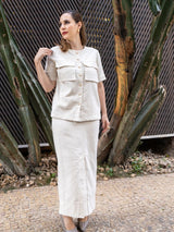 Conjunto Saia e Camisa Areia