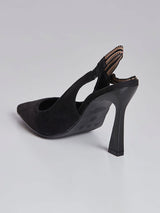 Scarpin Slingback com Tira Listrada Preto