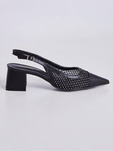 Sandália Salto Bloco Slingback Preto