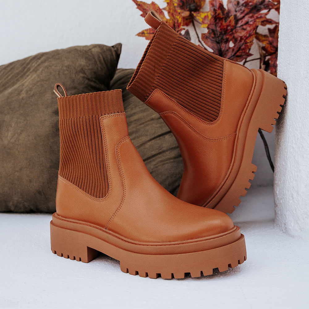 Bota Coturno Tratorada Cano Médio Ambar