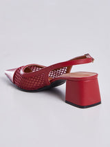 Sandália Salto Bloco Slingback Vinho