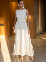 Vestido Longo Rami Areia