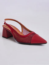 Sandália Salto Bloco Slingback Vinho