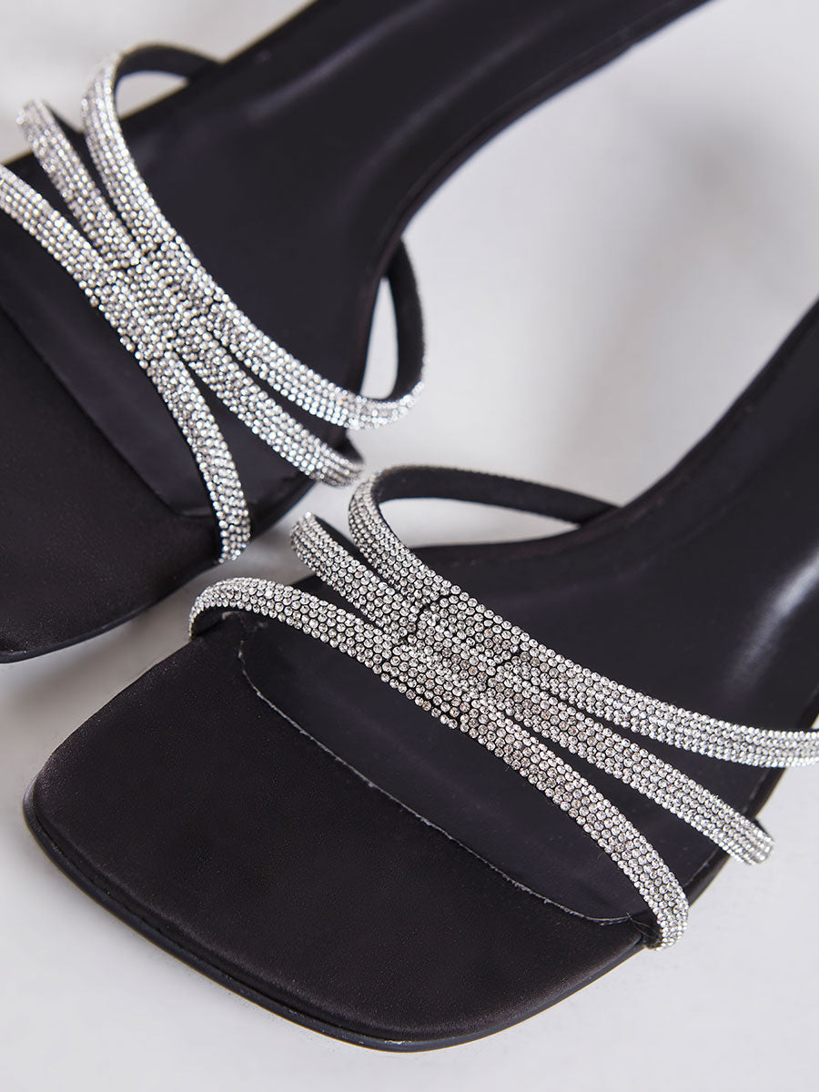 Sandalia Mule Feminino Salto Pequeno Preto