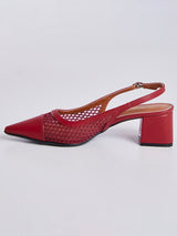 Sandália Salto Bloco Slingback Vinho