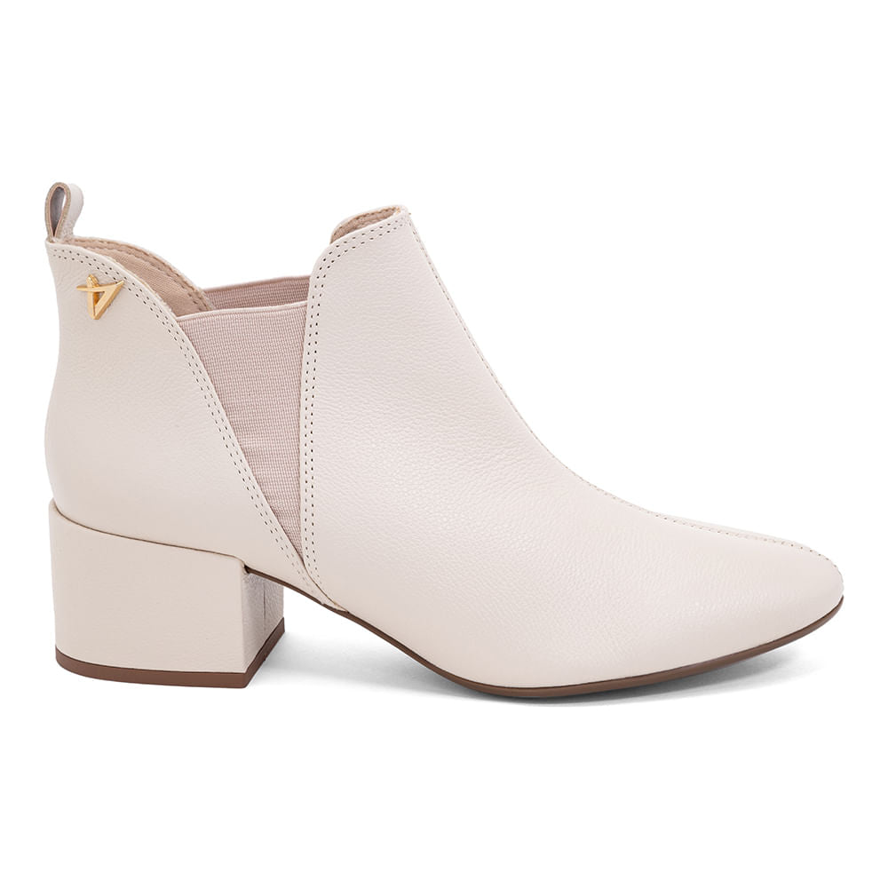 Bota Feminina Cano Curto Salto Baixo OffWhite