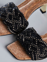 Tamanco Mule Trama Croche Salto Preto