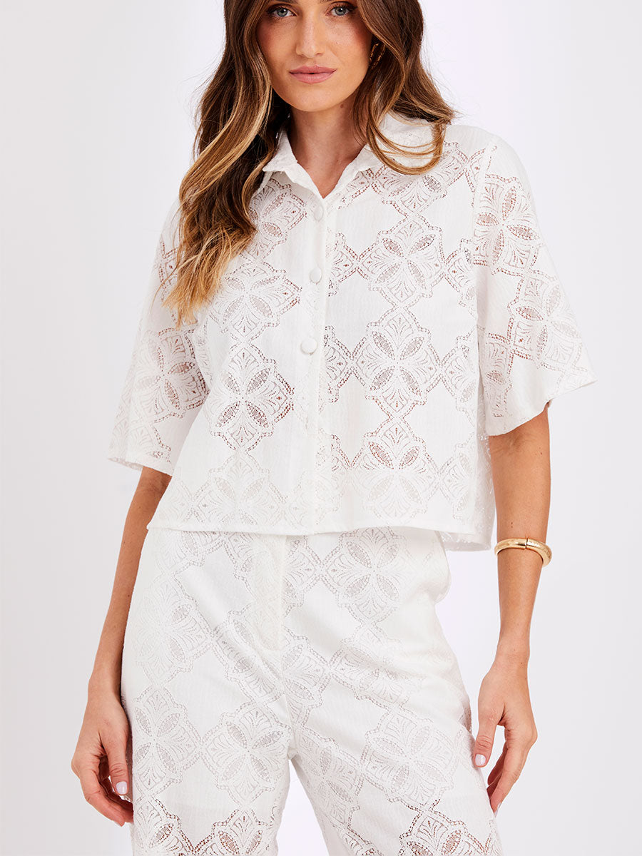 Camisa Renda Floranza Offwhite