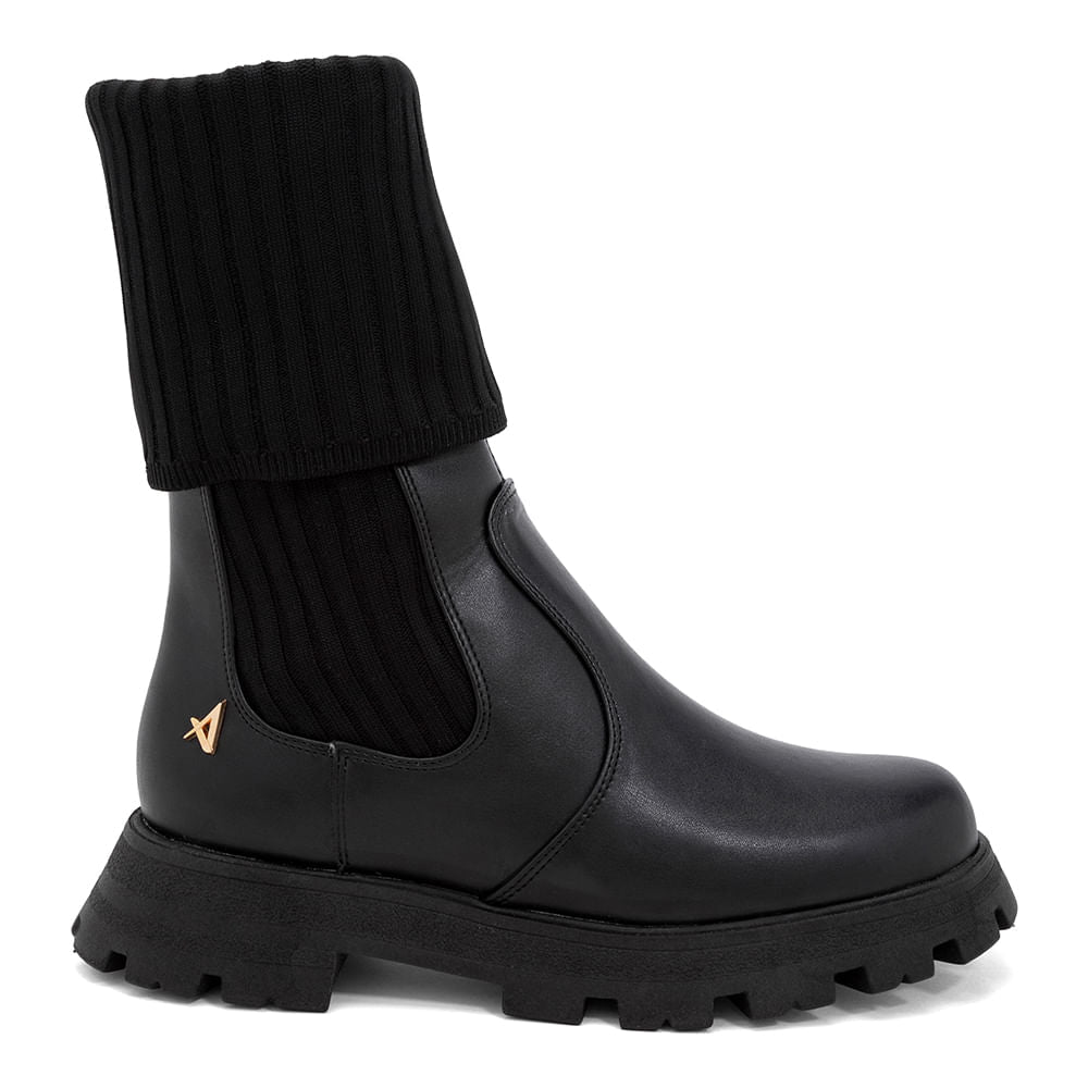 Bota Meia Coturno Cano Médio Tratorada  Preto