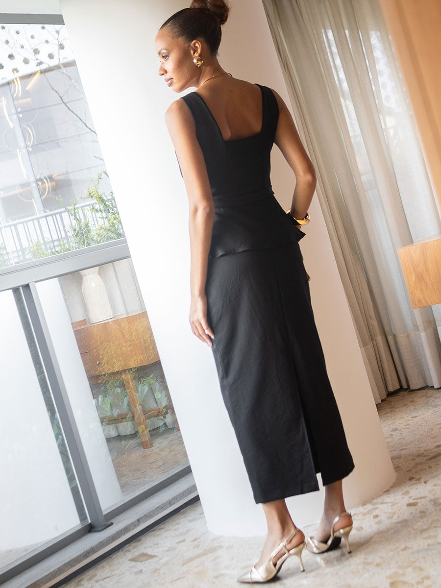Blusa Peplum Alfaiataria Preto