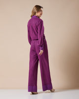 Conjunto Alfaiataria Camisa e Calça Pantalona Roxo