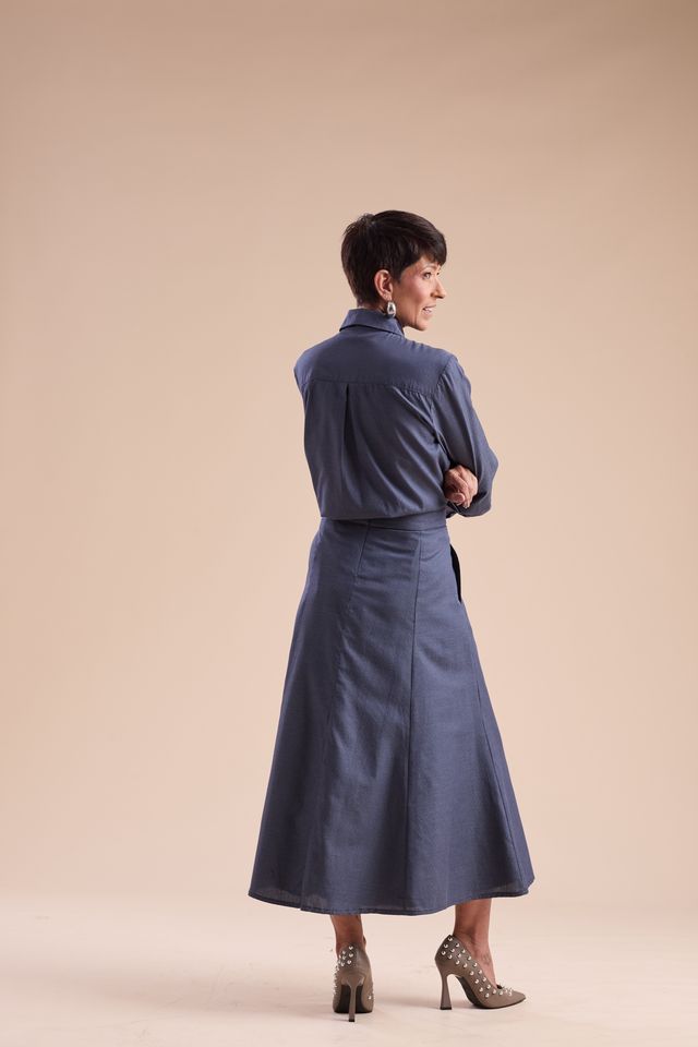 Camisa Alfaiataria micro estampa azul