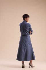 Camisa Alfaiataria micro estampa azul