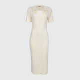 Vestido Gola Polo Longuete Offwhite