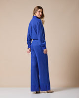 Conjunto Alfaiataria Camisa e Calça Pantalona Azul